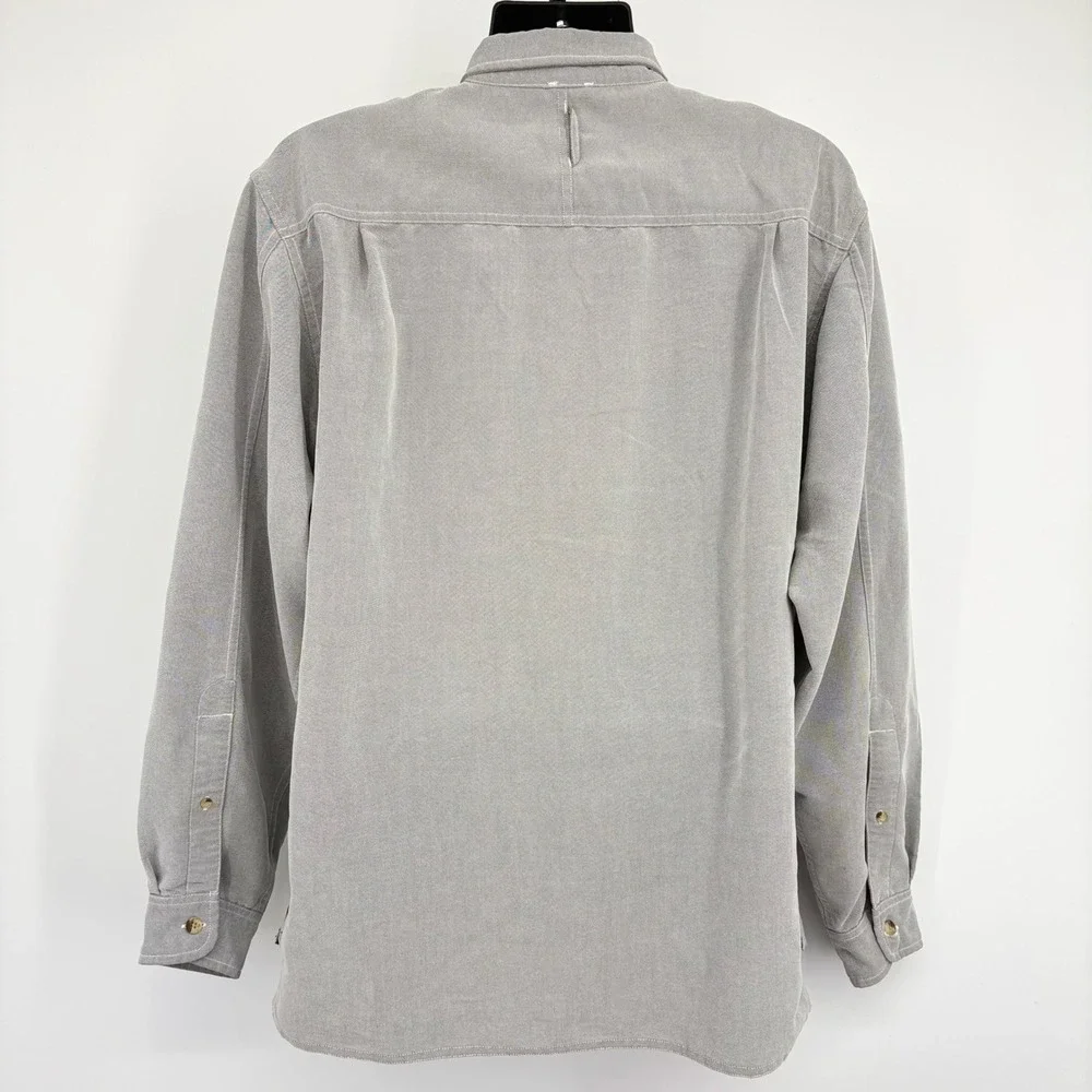 The North Face Men M Gray Button Up Fishing Hiking Shirt Vented Roll Tab Sleeve